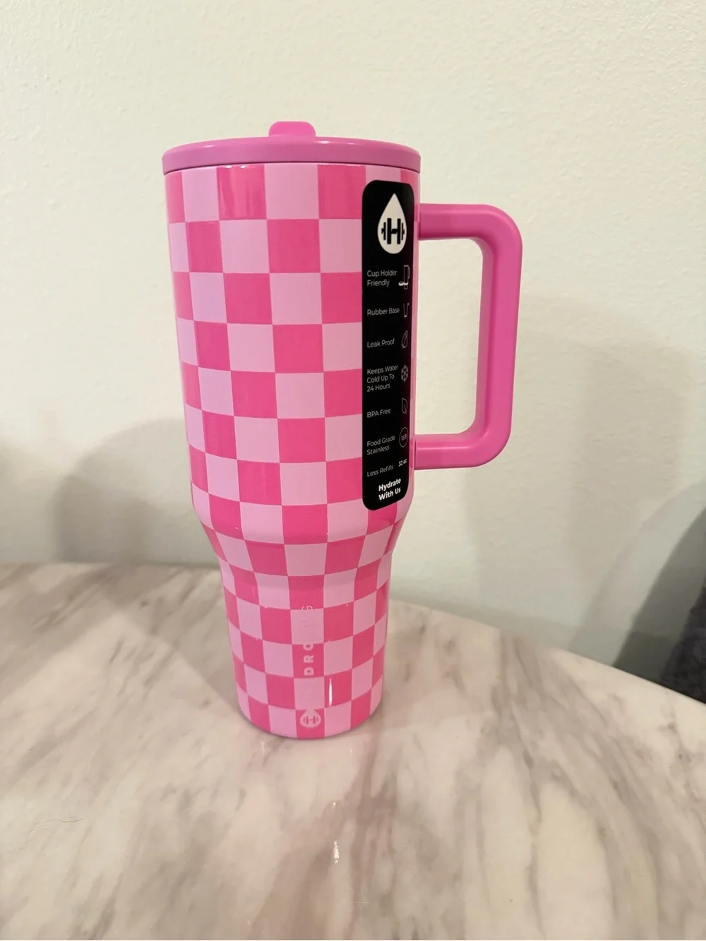 Hydrojug Bubblegum Checkers 32oz Traveler